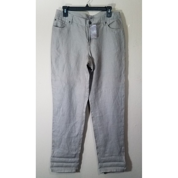 J. Jill Linen Pants Women size 8 Straight Birch Coastal Casual Lagenlook NEW - Picture 9 of 9